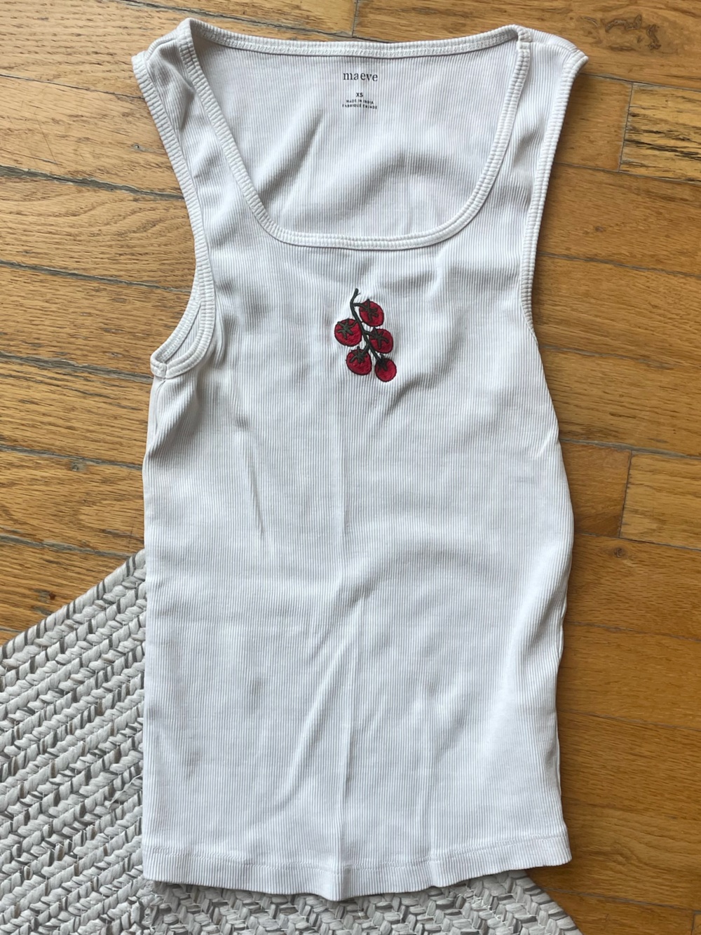 Maeve Embroidered Tomato White Tank